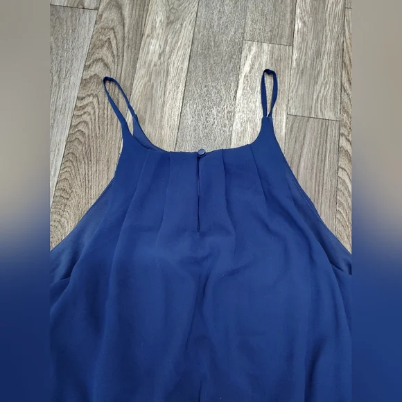 Blue Rain Dress Women Large Midi Knee Length Sleeveless Lined Navy Blue Flowy - Picture 6 of 6